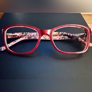 Hard Candy Red, Patterned Eyeglass Frame. Rx-able.